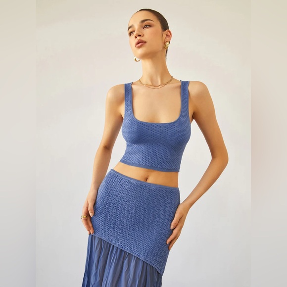 NWT Commense Sea Breeze Set - Crop Knit Tank & Patchwork Maxi Skirt - Picture 3 of 6